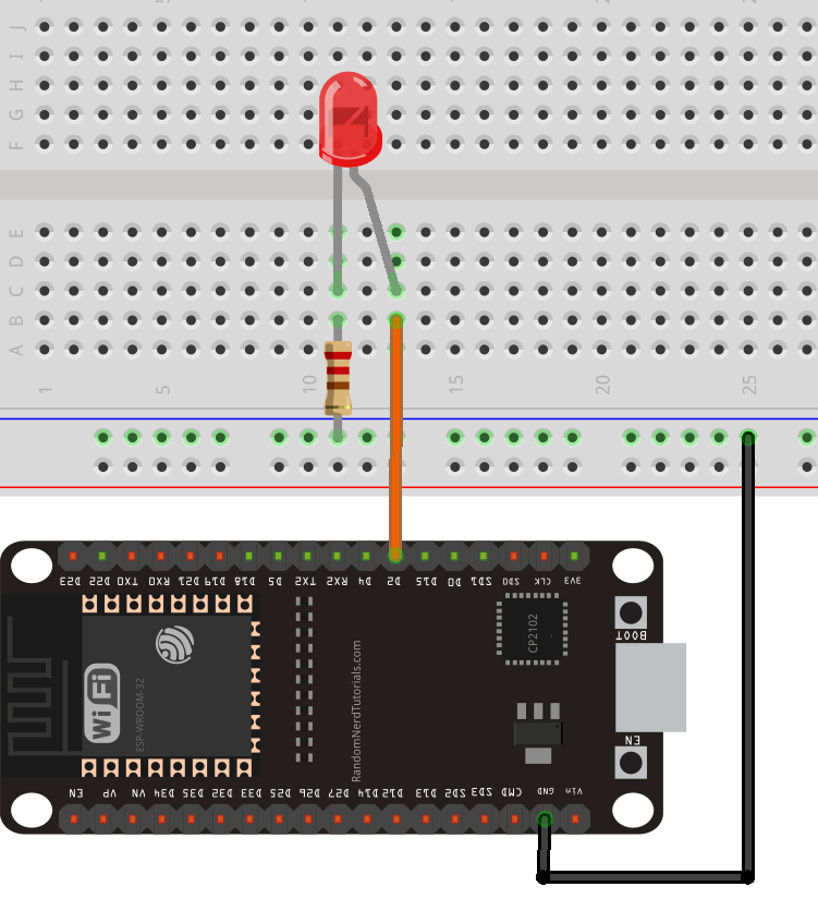 Schéma de circuit d'un ESP32 connecté à GPIO 2