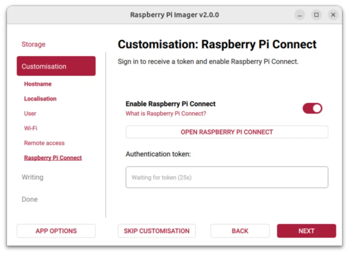 Option de connexion Raspberry Pi