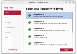 Raspberry Pi Imager V2.0.0 Raspberry Pi 5 Device
