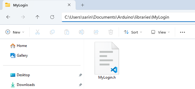 Installer le dossier des bibliothèques Arduino du fichier MyLogin