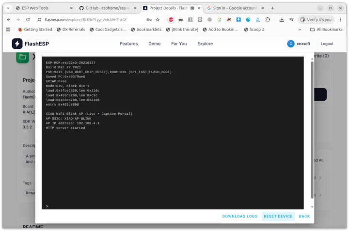 XIAO WiFi Blink AP sur le kit de développement CardPuter Adv ESP32 S3