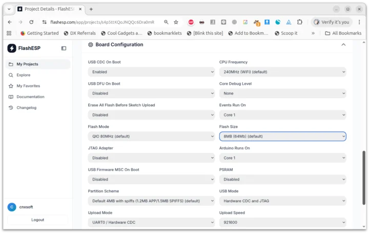 Configuration de la carte FlashESP