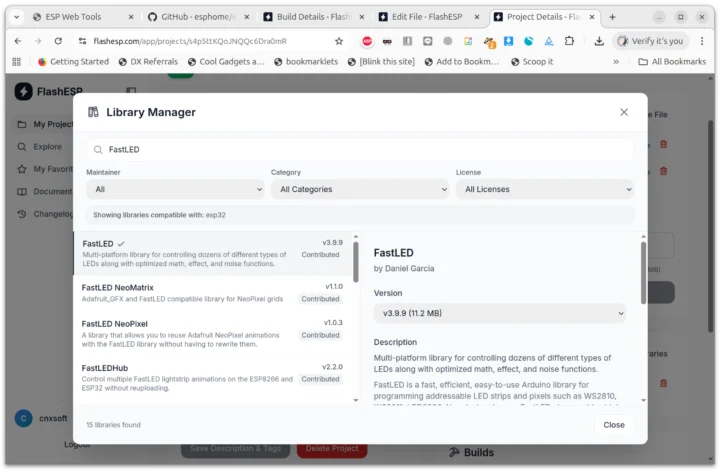 Gestionnaire de bibliothèque ESPFlash