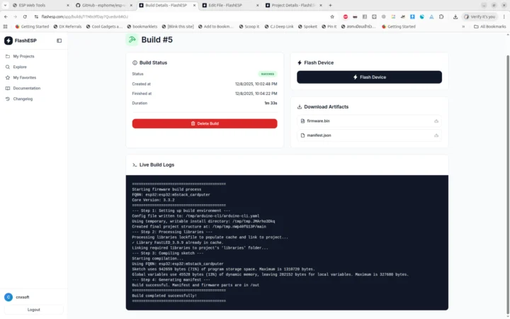 Succès de la construction ESPFlash