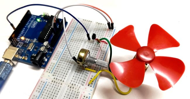 Contrôle de la vitesse du moteur à courant continu à l'aide d'Arduino et d'un potentiomètre 1 DC Motor Speed Control using Arduino and Potentiometer