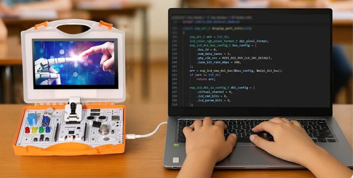 L'apprentissage et le prototypage Elecrow ESP32 P4 sont connectés via USB C