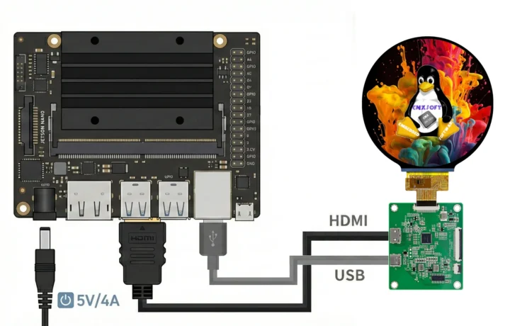 Kit de développement NVIDIA Jetson Nano Connexion à écran tactile rond de 4 pouces