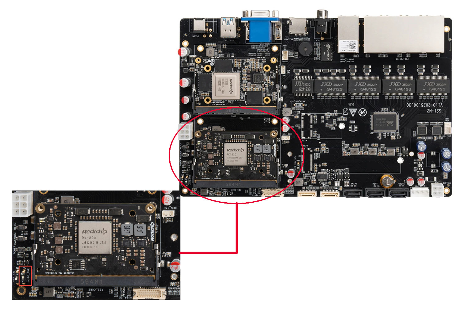 Rockchip RK1820/RK1828 SO-DIMM module development board