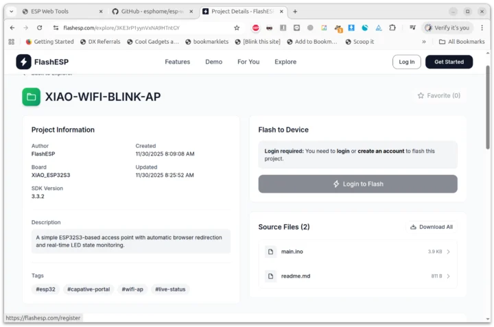 FlashESP XIAO WiFi Blink AP