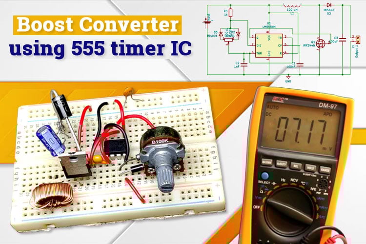   Un simple convertisseur DC-DC Boost utilisant un circuit intégré de minuterie 555