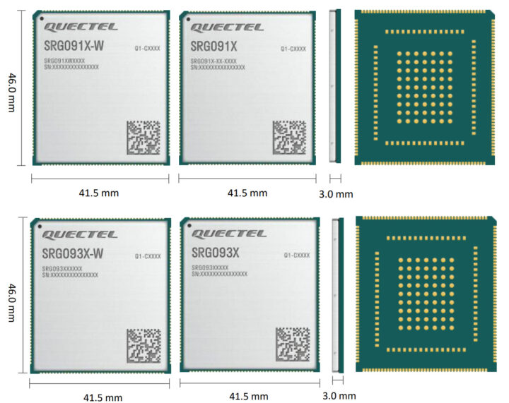 Dimensions des SRG091X et SRG093X