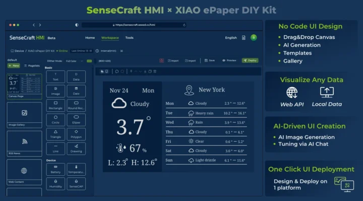 Kit de bricolage SenseCraft HMI XIAO ePaper