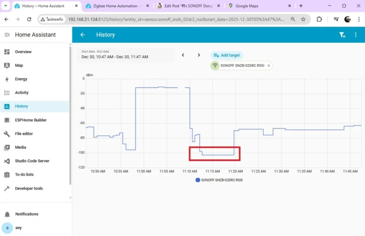 Signal Zigbee perdu 1