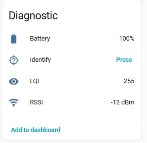 Batterie de diagnostic identifier RSSI LQI