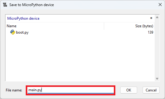 MicroPython : ESP-NOW avec ESP32 (un à plusieurs) 10 Enregistrer main.py sur un périphérique micropython