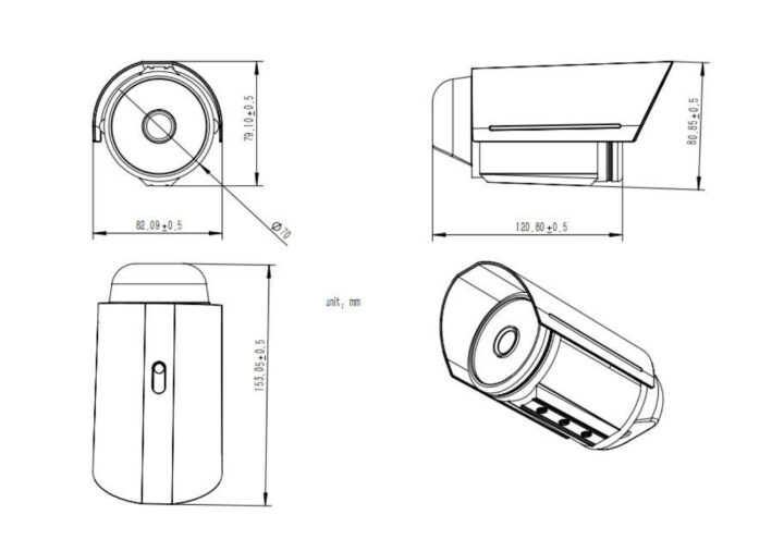 Dimensions du kit de caméra AI Raspberry Pi tout-en-un