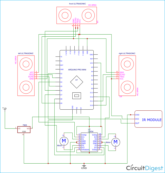Schéma de circuit du robot nettoyeur de sol basé sur Arduino