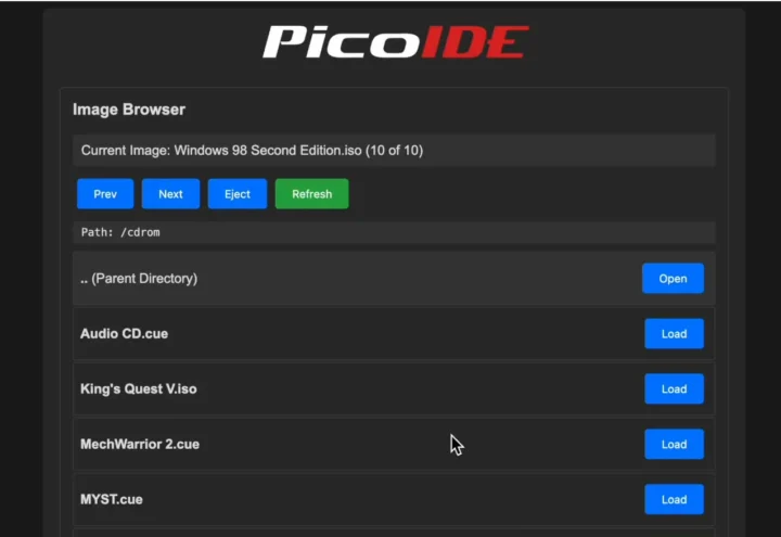 Interface Web PicoIDE Deluxe Interface Web PicoIDE Deluxe
