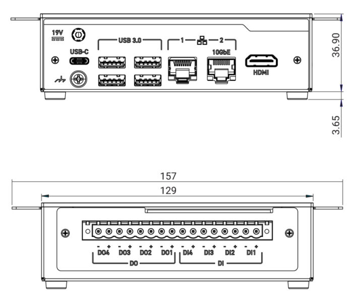 Dimensions du facteur Onlogic 101 Dimensions du facteur Onlogic 101