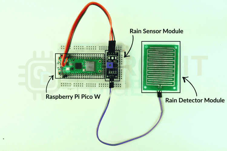 Système de détection de pluie basé sur Raspberry Pi Pico avec alerte WhatsApp 3 Configuration matérielle du système de détection de pluie basé sur Raspberry Pi Pico