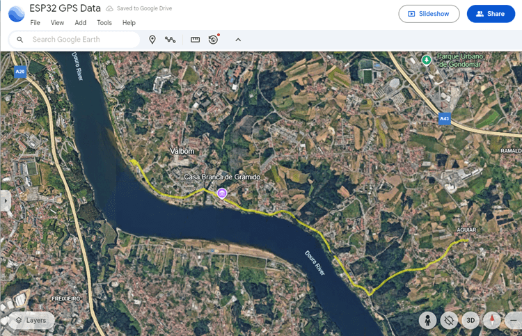 ESP32 : 10 projets faciles pour les débutants 6 Chemin d'affichage ESP32 sur Google Earth