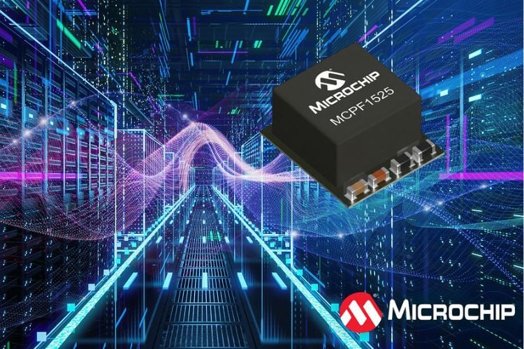 Un nouveau module d’alimentation améliore la densité électrique et l’efficacité du centre de données IA 1 Microchip’s MCPF1525 power module with PMBus™ delivers 25A DC-DC power, stackable up to 200A