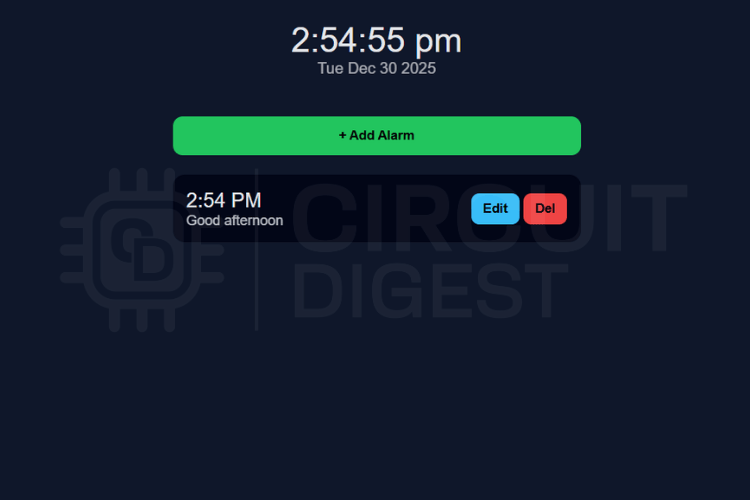 Construisez un réveil parlant à l'aide du XIAO ESP32-S3 4 Capture d'écran de l'interface du serveur Web
