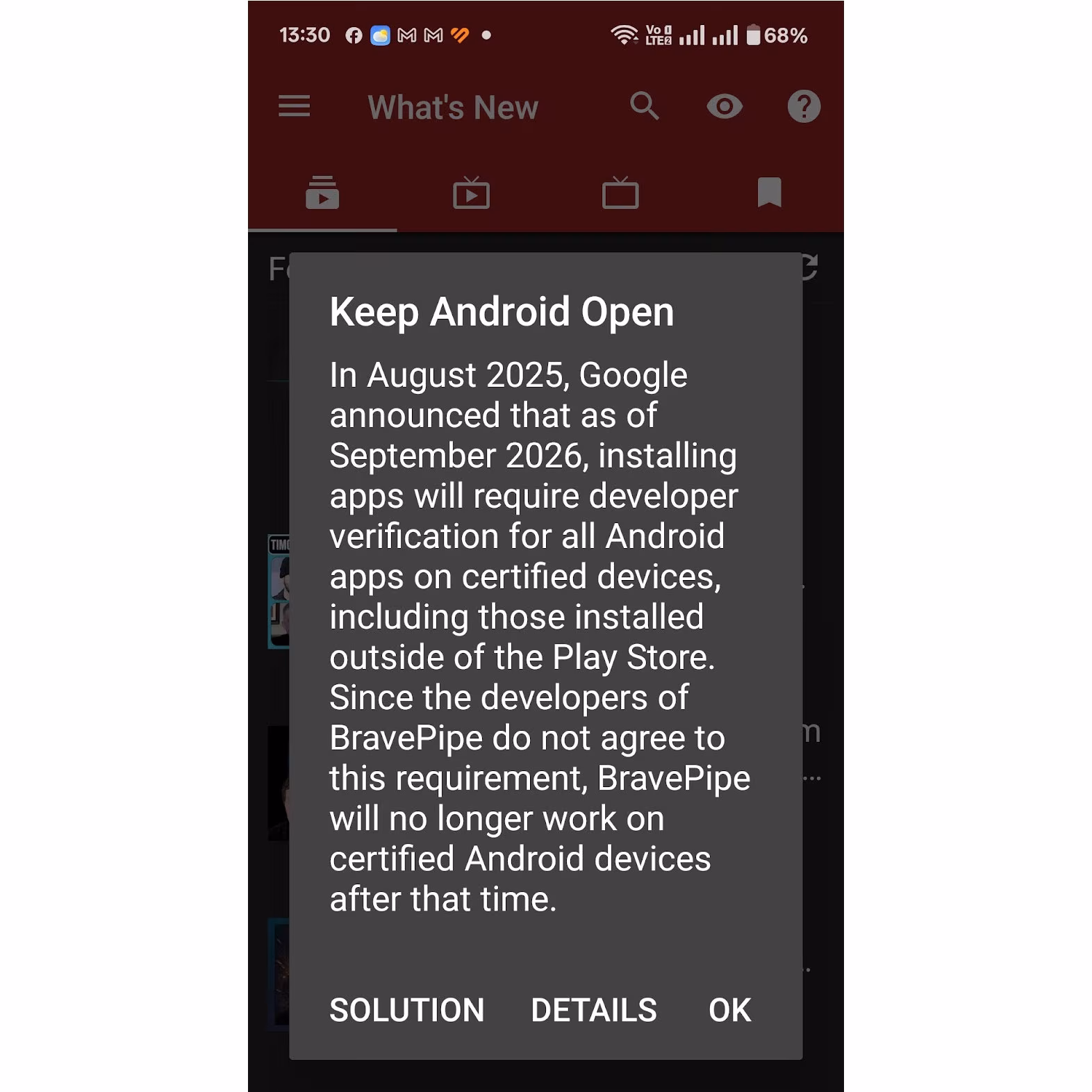 BraveNewPipe Keep Android Open