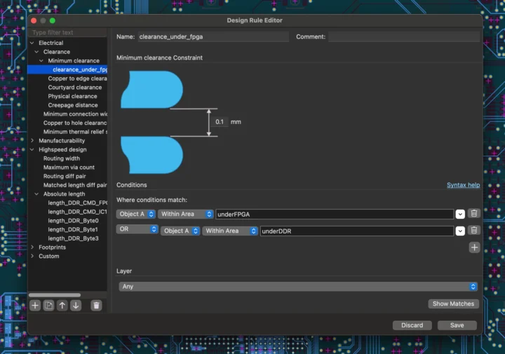 Éditeur de règles de conception graphique KiCad 10
