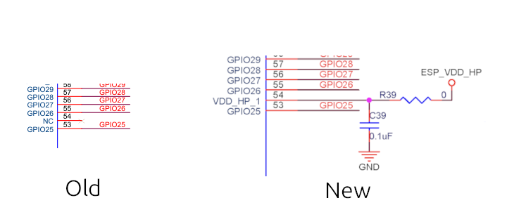 ESP32-P4 broche 54 anciens et nouveaux schémas