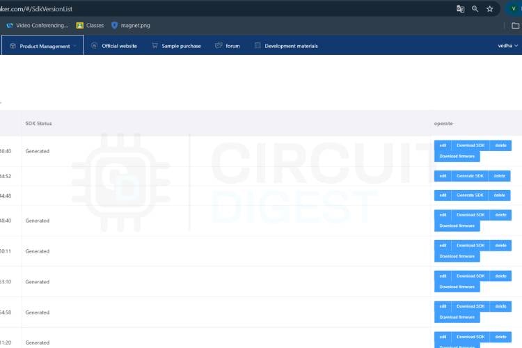 Alternatives à faible coût au module de reconnaissance vocale hors ligne au VC-02 12 Section de génération du micrologiciel du SDK Ai-Thinker affichant le bouton Générer une nouvelle version et la liste de téléchargement du micrologiciel Section de génération du micrologiciel dans le SDK Ai-Thinker : attendez 30 à 35 minutes pour la compilation avant de télécharger le micrologiciel vocal hors ligne.
