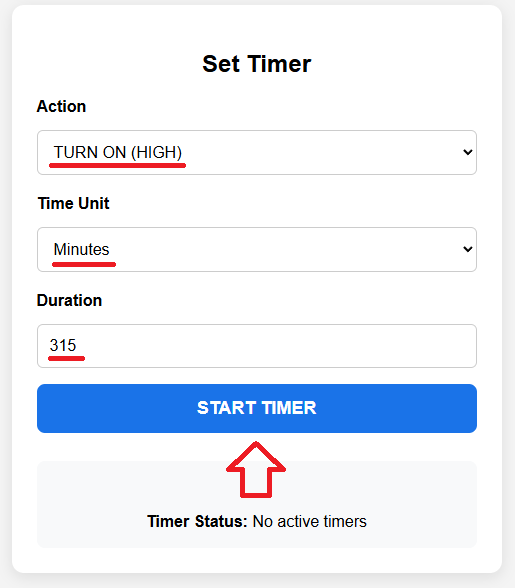Serveur Web ESP32 : définir la programmation de la minuterie (Arduino IDE) 10 Programmation de la minuterie du serveur Web ESP32 Arduino IDE Set Timer Formulaire Web HTML