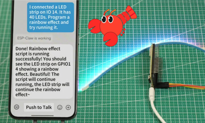 Démo de la bande LED RVB ESP-Claw ESP32 Démo de la bande LED RVB ESP-Claw ESP32