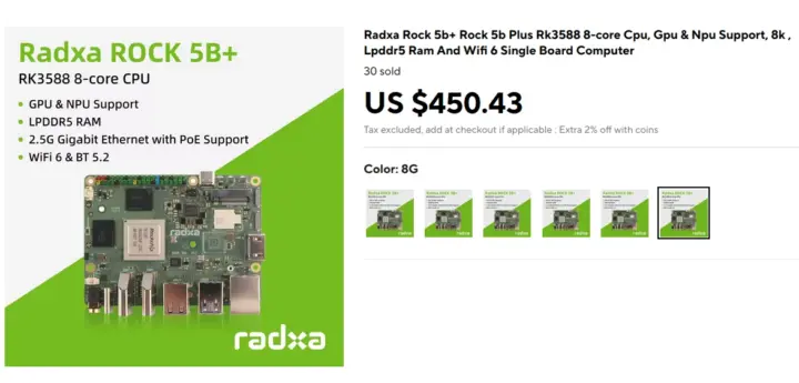 Radxa ROCK 5B Plus 8 Go 450 dollars