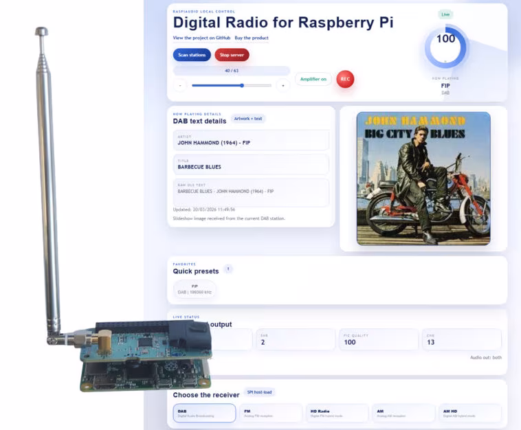Raspberry Pi : Découvrez le HAT Digital Radio V1 pour une radio numérique complète 1 Raspberry Pi Digital Radio HAT