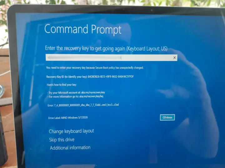 Clé de récupération Bitlocker d’invite de commande