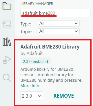 Serveur Web ESP32 : graphiques avec données historiques (fichier CSV) 9 Installation de la bibliothèque de capteurs Adafruit BME280 Arduino IDE