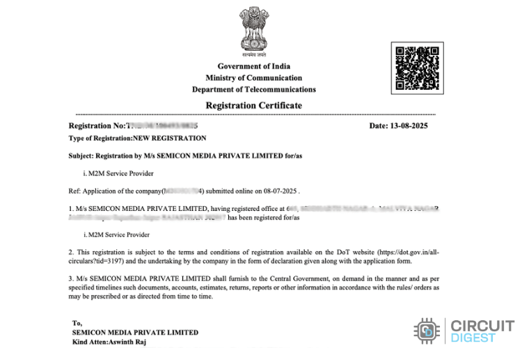 Comment obtenir et utiliser une carte SIM IoT M2M en Inde ? 4 Certificat SARAL du Ministère de la Communication