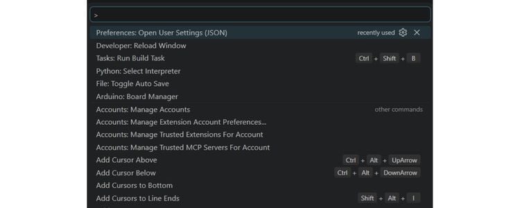 Premiers pas avec la carte de développement Feather MAX32672 9 Configuration du chemin du SDK MAXIM dans VS Code via la palette de commandes