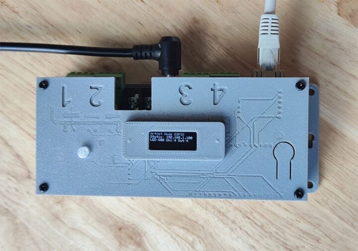 Vue de dessus du contrôleur de pixels de bande LED Artnet sACN