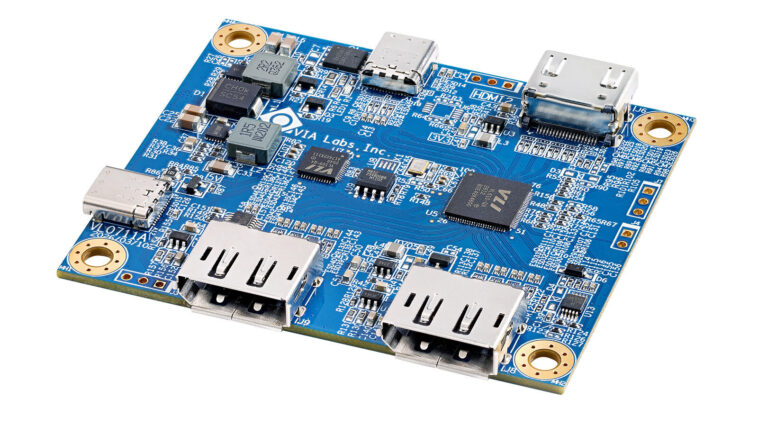 Nouveaux contrôleurs Hub VIA VL610/VL610D pour une extension multi-écrans 4K UHD 1 VIA VL610 USB-C board three video outputs