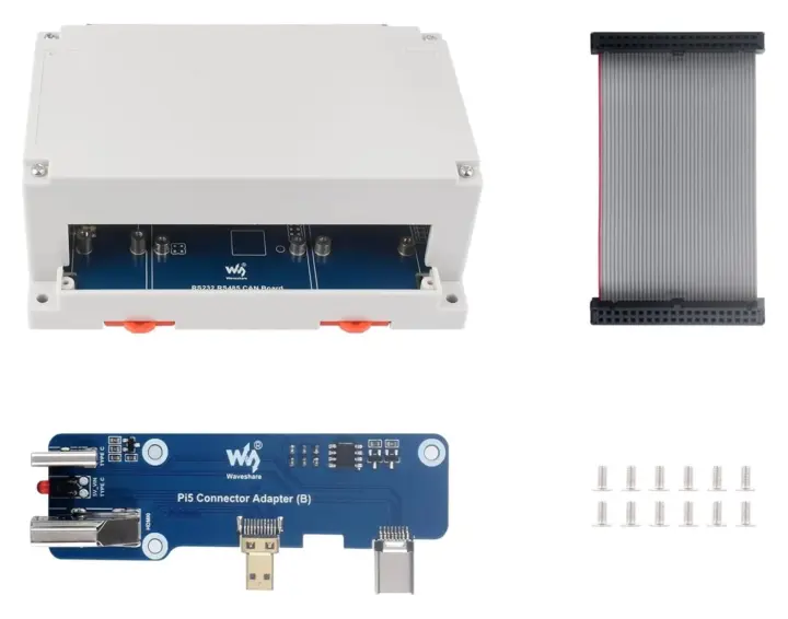 Adaptateur de connecteur Pi5, boîtier sur Rail DIN, carte CAN RS232 RS485 Adaptateur de connecteur Pi5, boîtier sur Rail DIN, carte CAN RS232 RS485
