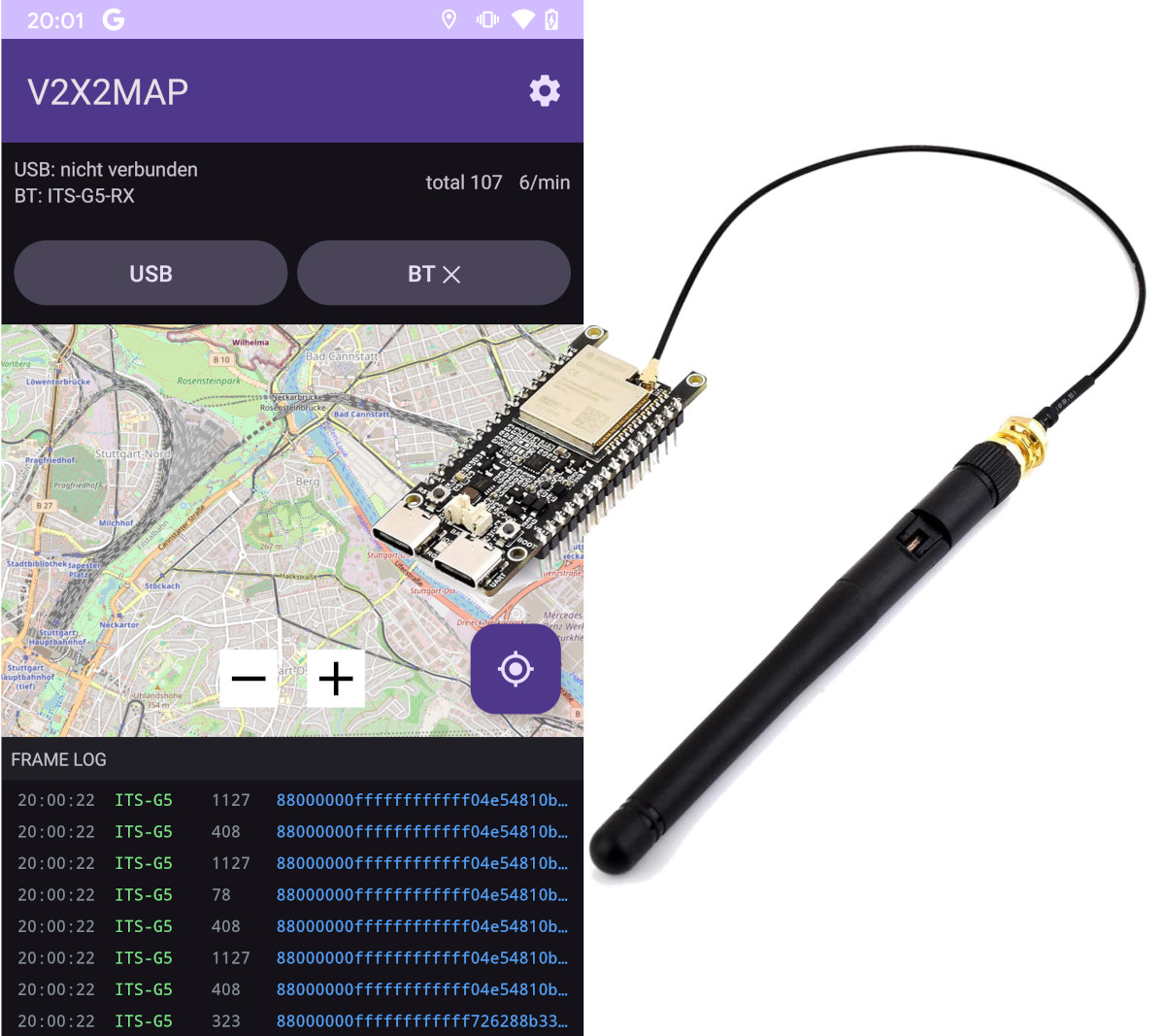 ESP32-C5 traffic monitoring V2X2MAP