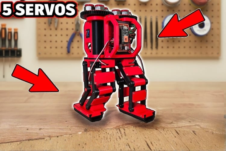 Un robot bipède à cinq servos marche et s'auto-équilibre avec un budget limité 1 DIY Bipedal Robot Walks and Balances With Just Five Servos