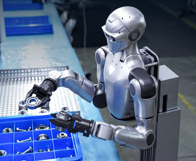 Unitree R1-A5 et R1-A7 : nouveaux robots humanoïdes à double bras avec mains adroites 1 Unitree R1-A7 dual-arm humanoid robot