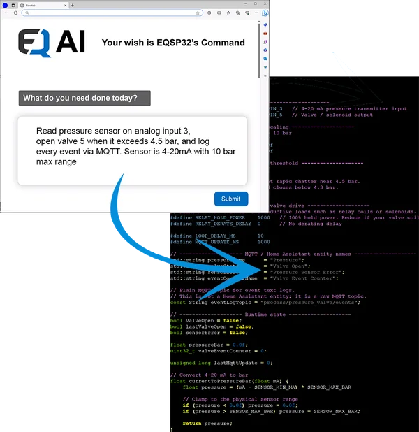Outil d'IA générative EQ-AI pour les automates ESP32 Outil d'IA générative EQ-AI pour les automates ESP32