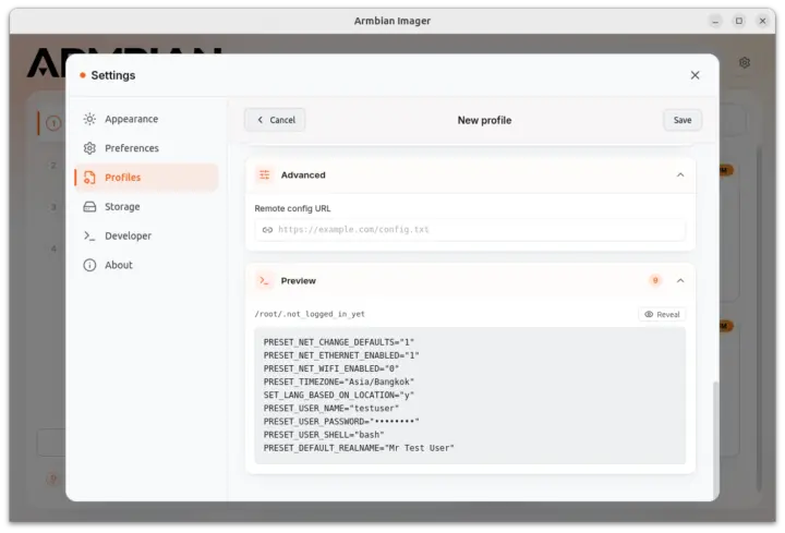 Aperçu des profils d'imageur Armbian Aperçu des profils d'imageur Armbian
