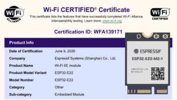 ESP32-E22 : Nouveau module Wi-Fi 6E et Bluetooth 5.4 certifié par la Wi-Fi Alliance 16 ESP32-E22 WiFi Certified