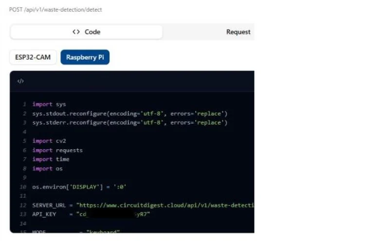 Comment créer un système de tri des déchets Raspberry Pi à l'aide de CircuitDigest Cloud 5 Code Python dans Thonny IDE pour le système de tri des déchets Raspberry Pi utilisant l'API CircuitDigest Cloud