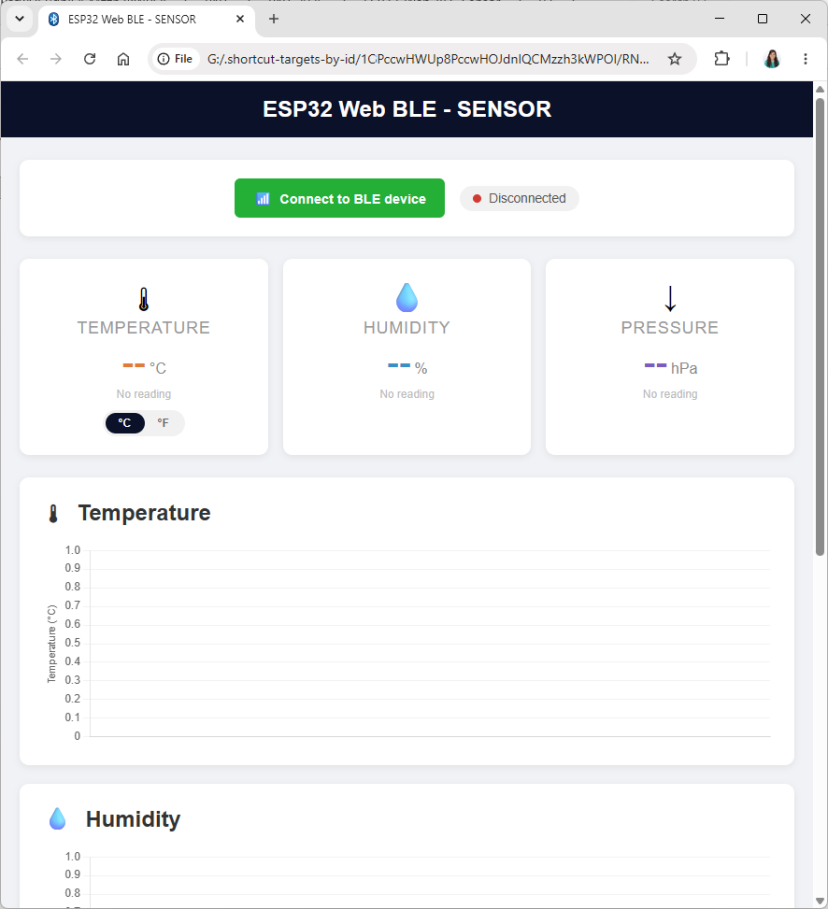 ESP32 Web BLE : visualisation des données du capteur en direct (graphiques BME280) 18 Application de capteur Web BLE ESP32